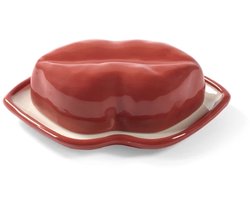 Serax Wouters & Hendrix Les Objets Mouleversants Lips schaaltje met deksel 18x12cm H6cm rood / wit
