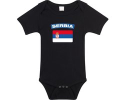 Serbia baby rompertje met vlag zwart jongens en meisjes - Kraamcadeau - Babykleding - Servie landen romper 80