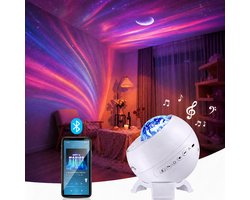 Sercano Projectorlamp – Sterrenhemel Projector & Aurora Projector met Groene Laser - 16 Kleuren - Bluetooth Speaker - 8 Geluiden & 5 Films - Timer - USB Aansluiting - voor Volwassenen Slaapkamer