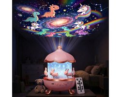 Sercano Sterren Projector met 21 Thema's – Kinder Nachtlampje met Bluetooth Speaker & Afstandsbediening – 360° Rotatie – 18 Kleuren – Schattig Cadeau