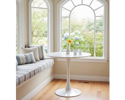 Serena Ronde eettafel Ø80 cm - Moderne houten eettafel met zwarte metalen spinpoot - Geschikt voor 2 tot 4 personen - Compacte keukentafel in Scandinavisch & industrieel design Casa Serena