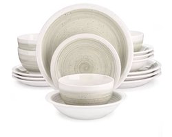 Serenico Serviesset Azzuro - 32 delig - 8 persoons - Beige - Dinerborden - Bordenset - Diepe borden - Ontbijtborden - Servies - Keukenservies