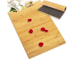 SerenLife Bamboe Badmat – Waterbestendig en Weerbestendig – Natuurlijke Houten Vloermat voor Badkamer en Douche – Lattenontwerp, Opvouwbaar en Oprolbaar – Antislip Onderzijde – Voor Binnengebruik
