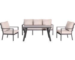 Sereno | Loungeset Tuinset | Aluminium | 3-Zits Bank, Hoge Tuintafel, 2 Lounge Stoelen | 5 Zitplaatsen