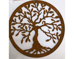 Serenti-muurdecoratie-Levensboom - Tree of Life- Cortenstaal-afmeting 50 cm- Wanddecoratie binnen -muurdecoratie buiten