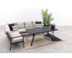 Sergio lounge dining set 3-delig - Links - Carbon black/Desert