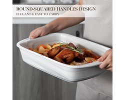 Serie Bake, Rechthoekige Ovenschaal van Marmer Porselein, 3200 ml, ovenvaste bakvormen, duurzame bakvormen