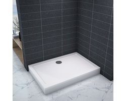 Serie Daisy - Douchebak - Hoog - Wit - 90x70 - Rechthoek - Polystone - Excl. Sifon Daisy