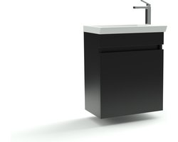Serie Ivreo - Badkamermeubel / Toiletmeubel - 45x28x55 cm - Mat Zwart - MDF - Industrieel