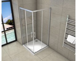 Serie Ixia - Douchecabine Rechthoek - 110x90 Schuifdeur - Chroom - Hoekinstap - 6mm Helder Glas