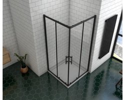 Serie Ixia - Douchecabine Set - 80x80 cm - Mat Zwart - Met Hoge Douchebak En Sifon
