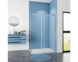 Serie Lotus - Douchecabine Rechthoek - 120x100 Schuifdeur -  Chroom Rechts -  Antikalk - 8mm Helder Veiligheidsglas