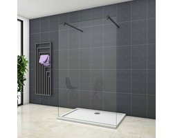 Serie Magnolia - Inloopdouche Vrijstaand - 140x200 - Mat Zwart - Antikalk - 10mm Helder Glas