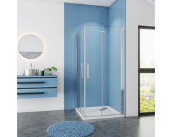 Serie Poppy - Douchecabine Rechthoek - 70x80 - Dubbele Vouwdeur - Chroom - 6mm Helder Veiligheidsglas - Antikalk