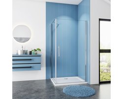 Serie Romy - Douchecabine Vierkant - 80x80 - Draaideur met Vaste Wand - Antikalk - Chroom -  6mm Helder Veiligheidsglas