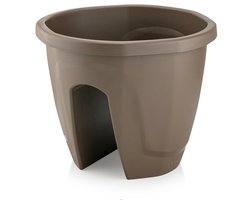 Serinova taupe ronde Balkonpot Ø30 cm – Hangbloempot mokka van Gerecycleerd Materiaal, UV-Bestendig, Winterhard, Met Drainage & Aanpasbare Bevestiging - Mokka