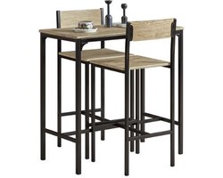 Serolux® - Bartafel met barstoelen - Bartafel keuken - Barkrukken set van 2 - Geschikt voor binnen én buiten - MDF - 89 x 45 x 87 cm - Bruin