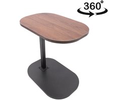 Serolux® - Bijzettafels - Bijzettafeltjes woonkamer - Metaal met Hout - Houten Bijzettafeltje - Tafeltje - Salontafels - Laptoptafel - 360 ° Draaibaar blad - Eenvoudige plaatsing - Hoogte verstelbaar - 45x30x45 cm - Bruin