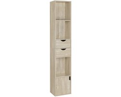 Serolux® - Kast - Boekenkast - Boekensteun - Badkamermeubel - Verstelbare planken - Met Laden Deur 3 - 30x158x24cm - Oak