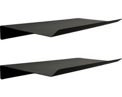 Serra Fé - wandplank - zwevend - zwart - metaal - set van 2 - 30x15cm per stuk