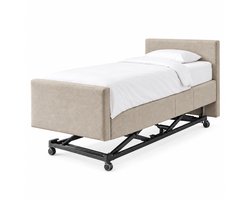 Serre Hoog Laag Bed / Boxspring 1 Persoons Verzorgingsbed Seniorenbed Elektrisch Verstelbaar, 90x200 cm, kleur beige