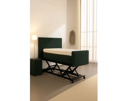 Serre Hoog Laag Bed / Boxspring twijfelaar Verzorgingsbed Seniorenbed Elektrisch Verstelbaar, 120x210 cm, kleur donkergroen