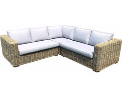 Serva hoek loungeset 3-delig naturel rotan