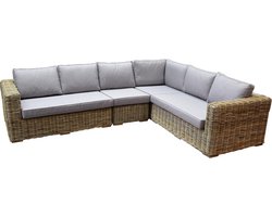 Serva hoek loungeset 4-delig naturel rotan