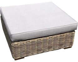 Serva voetenbank met kussen naturel rotan - suntech grey