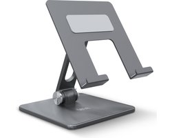 Serve Tablet Houder XL Opvouwbaar - Extra Stevig & Stabiel - Inklapbare Aluminium Standaard voor Tafel of Bureau - Space Grey
