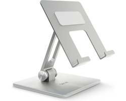 Serve Tablet Houder XL Opvouwbaar - Extra Stevig & Stabiel - Inklapbare Aluminium Standaard voor Tafel of Bureau - Zilver