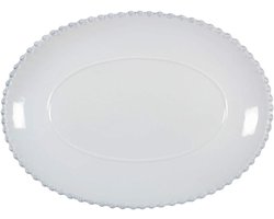 Serveerborden Ovaal - Dienbladen - Eettafel Presentatie - Vaatwasser Magnetron Geschikt - 33 cm - Parel Wit