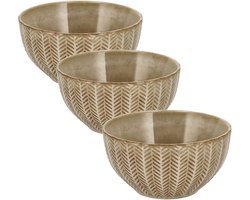 Serveerkommen - Set van 3 Aardewerk Kommen - Soepkommen Zonder Oor – Gebruikt als Schalen en Fruitschaal – Ramen Kom Set