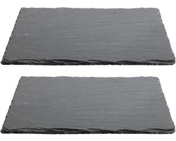 Serveerplank - 2x - leisteen - onderzetter - 20 x 30 cm - hapjesplank - kaarsenplateau