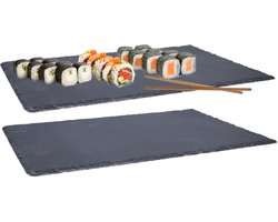 Serveerplank - Set van 2x stuks - leisteen - 45 x 30 cm - snack dienblad - stijlvol