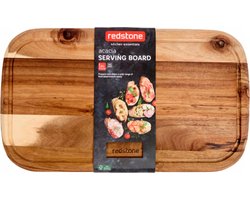 Serveerplank - Snijplank - 49 × 28 cm – Acaciahout - Redstone – Stijlvol Keukengerei & Serveerdecoratie - Snijplanken - Snijplanken Hout - Serveerplank Hout - Borrelplank - Borrelplank Hout - Borrelplanken - Tapasplank - Keukenplank