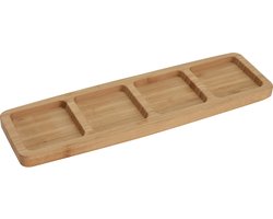 Serveerplanken/borden 4 vaks - bamboe hout - L33 x B10 cm - keuken benodigdheden