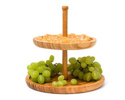 serveerplateau - 2-laags - Ø 25 cm - bamboe - voor fruit - hapjes