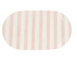 Serveerschaal streep Zusss 20x11.5cm wit / roze