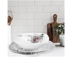 Serveerset 18-delig Vierkant met Rozen - 6 Personen