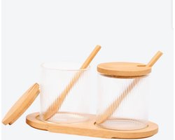Serveerset - Bamboe - Glas - 7 Delig -