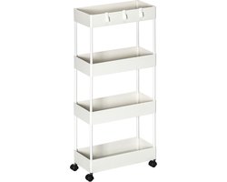 Serveerwagen op wieltjes - Keukentrolley - Opbergrek - Wit - 40 cm x 19 cm x 90 cm
