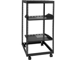 Serverrack 20u, Open Frame, 38-102cm Instelbare Diepte, Vrijstaand/Wandmontage, Met 4 Poten En Wielen