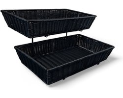 ServeStar broodmanden display - Buffetmanden rek - Fruitmand - zwart - vaatwasbestendig - 40x30x30cm
