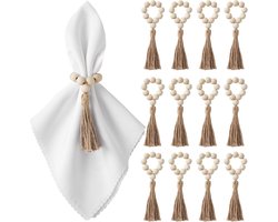 Servet ringen - servetringen - 12 stuks - Tafelaccessoires - tafeldecoratie - tafel accessoires - decoratie voor op tafel - tafel decoratie woonkamer - tafeldecoratie bruiloft - tafelversiering - Houten kralen