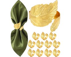 Servet ringen - servetringen - 12 stuks - Tafelaccessoires - tafeldecoratie - tafel accessoires - decoratie voor op tafel - tafel decoratie woonkamer - Bruiloft Decoratie - tafeldecoratie bruiloft - tafelversiering - goud - Houten kralen