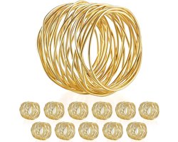 Servet ringen - servetringen - 12 stuks - Tafelaccessoires - tafeldecoratie - tafel accessoires - decoratie voor op tafel - tafel decoratie woonkamer - Bruiloft Decoratie - goud - tafeldecoratie bruiloft - tafelversiering - Houten kralen