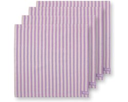 Servet set van VIER - Stripes lila - 40 x 40 cm - katoen - Pip Studio