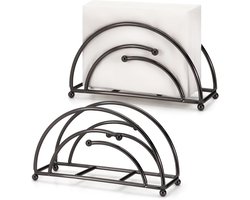 Servethouder (2 stuks) voor tafel - moderne servethouders - papieren servetten - rechtopstaande metalen cocktailservethouder - dinerkeuken kerst - zwart