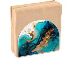 Servethouder Acryl - Papieren Dispenser - Tafel Decoratie - U-vormig Design - 10.5 x 12.5 cm - Groenblauw Turkse
